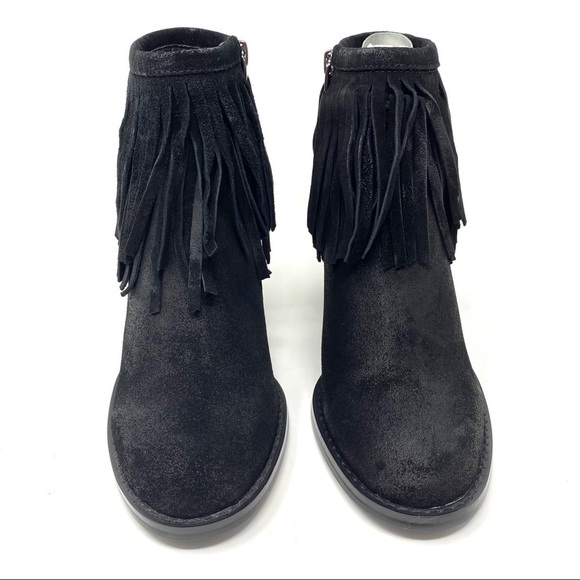 Azura Spring Step Bernat Black suede fringe boots - Picture 3 of 7